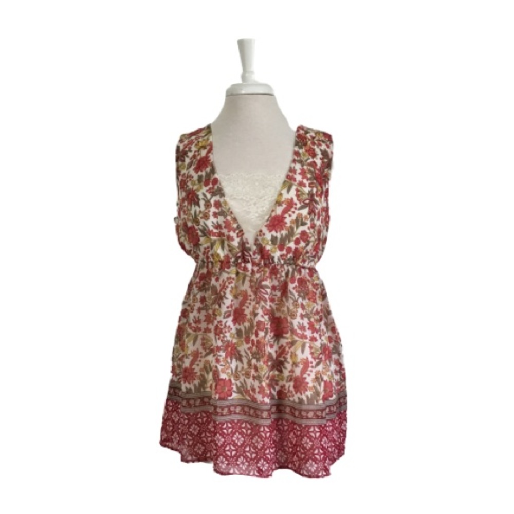ARCHITECT Sheer Sleeveless Top Lace Inlay  Size: M